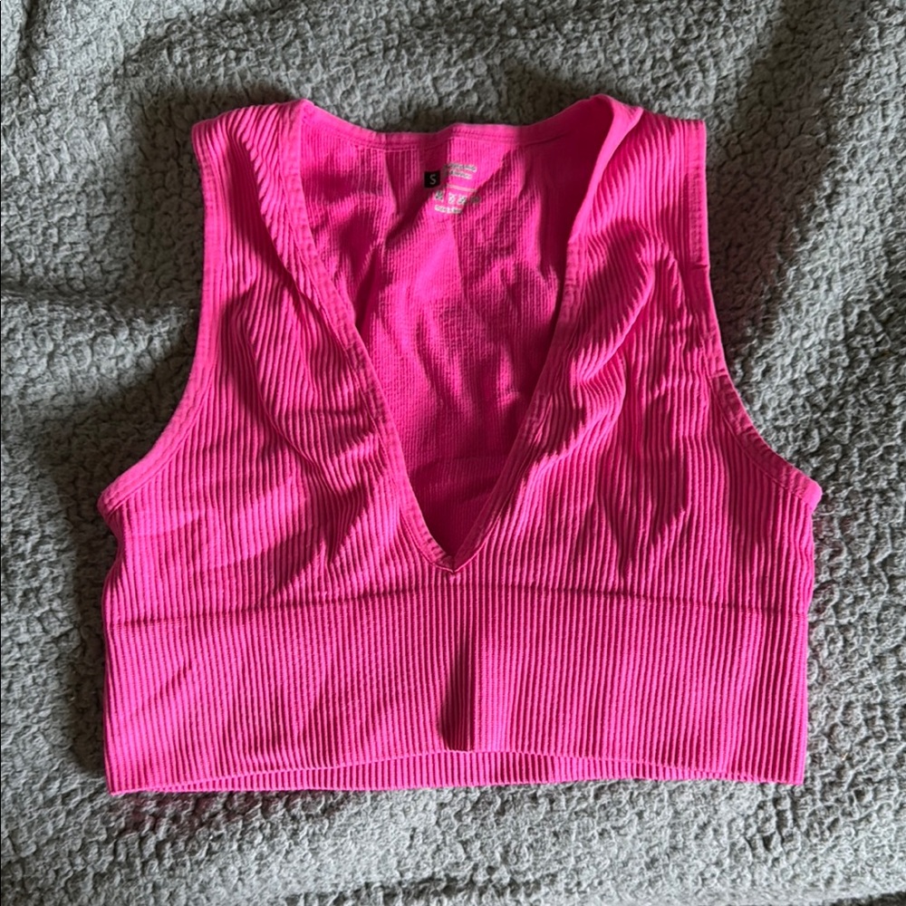 SHEIN Vivid Pink Ribbed Tank Top